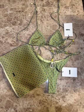 triangl swimwear Yellow and Teal Geo Triangle Bikini Top